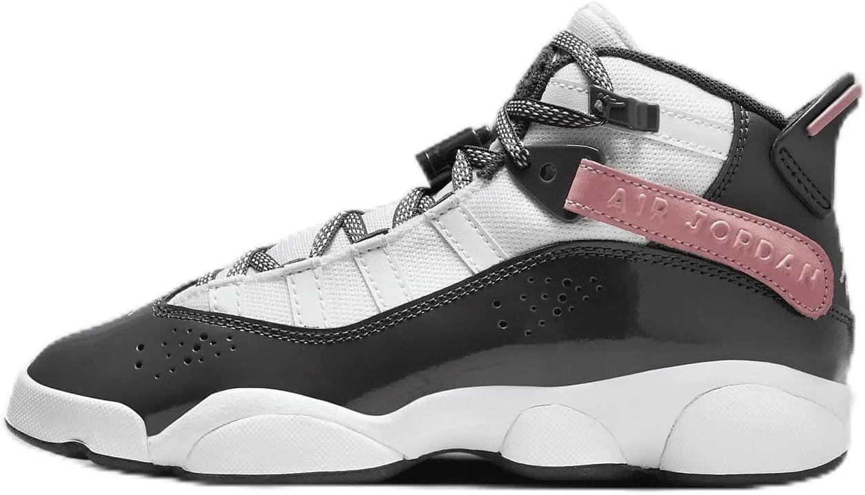 NIKE Jordan 6 Rings Big Kids' Shoes (DV3178-101, White/Red Stardust/Vapor Green/Anthracite) Size 7