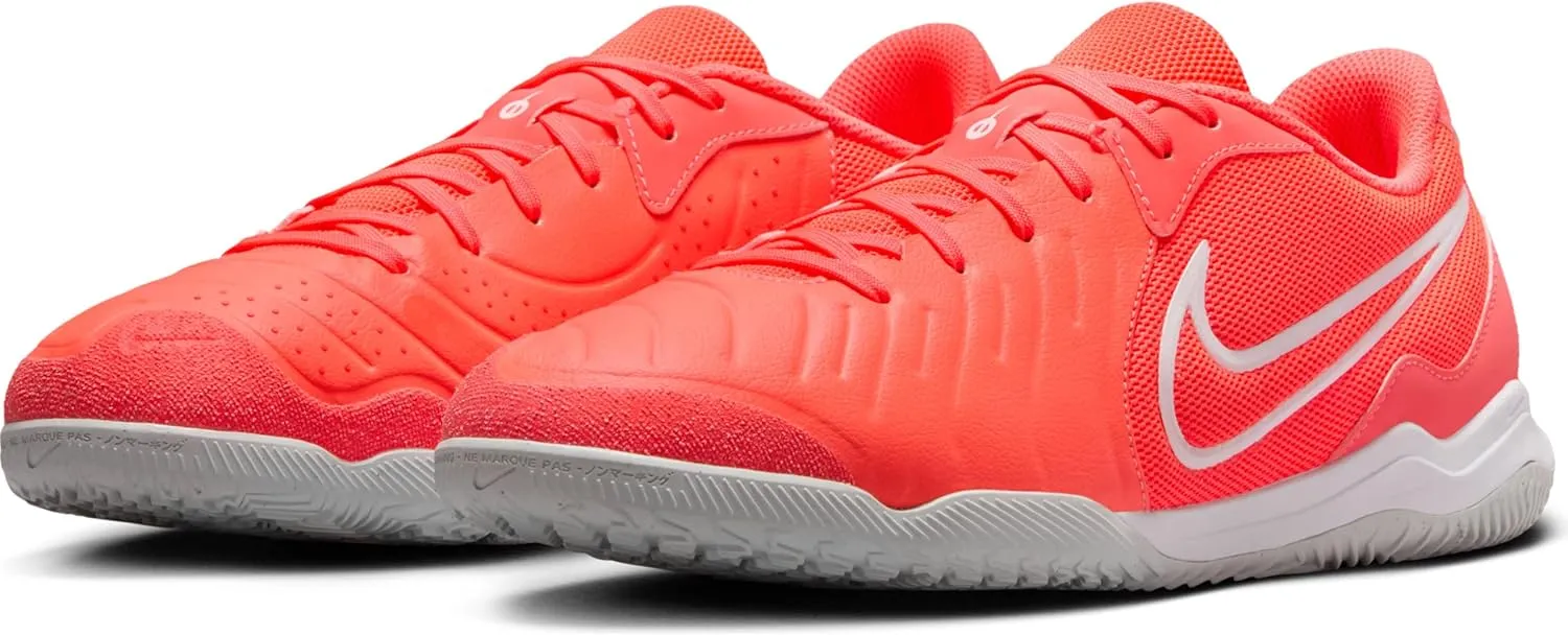 Nike Tiempo Legend 10 Academy Indoor/Court Low-Top Soccer Shoes (DV4341-800, Hot Lava/White)