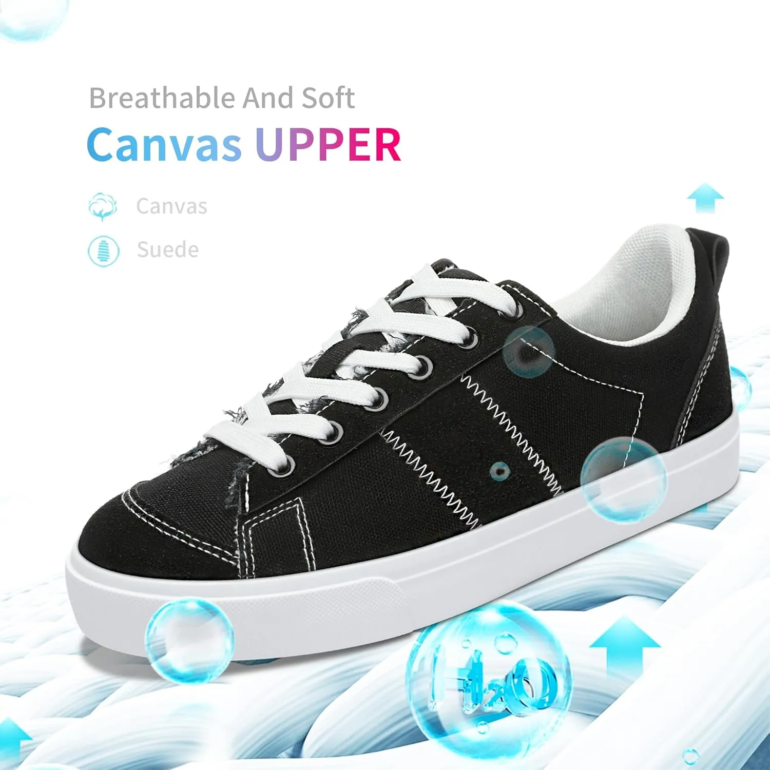 Obtaom Women's Canvas Sneakers Cute Lace up Fashion Sneaker Comfortable Skate Shoe for Lady Casual Tennis Flats
