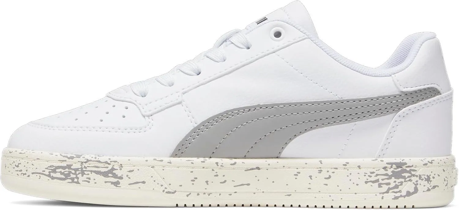 PUMA Caven Sneaker, White-Concrete Gray Black, 2 US Unisex Little Kid