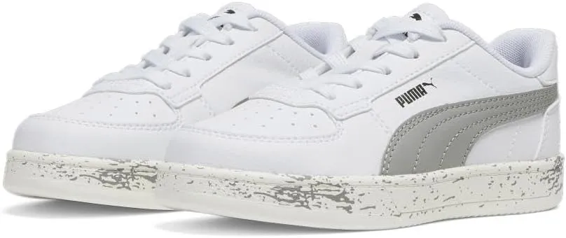 PUMA Caven Sneaker, White-Concrete Gray Black, 2.5 US Unisex Little Kid
