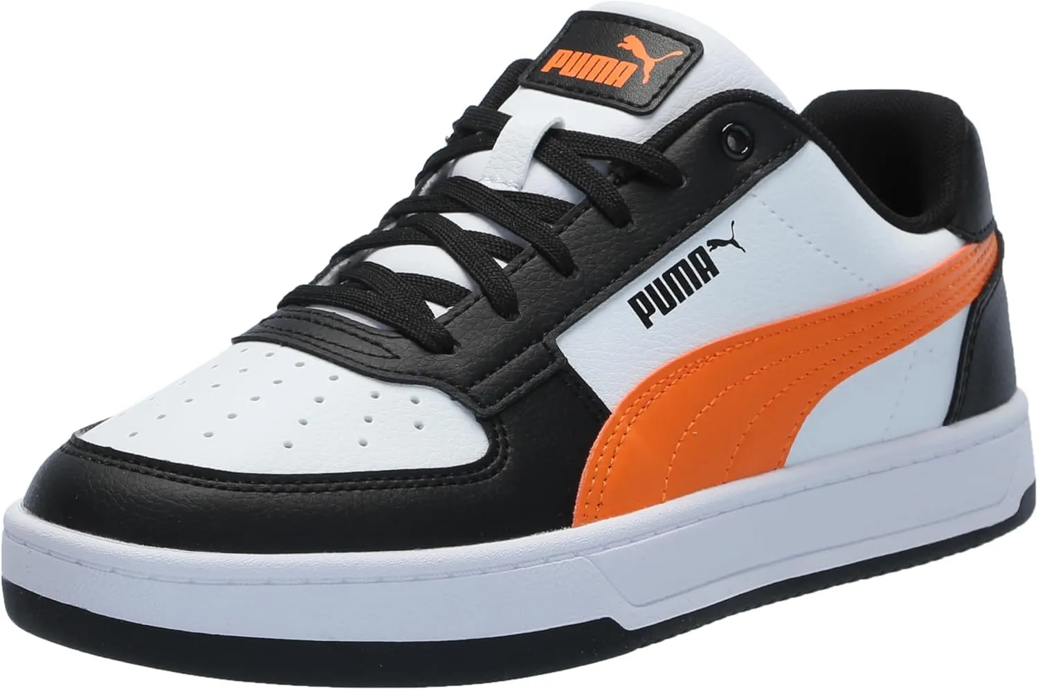 PUMA Caven Sneaker, White-Rickie Orange Black, 1.5 US Unisex Little Kid