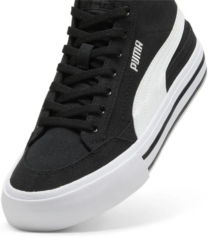 PUMA Men's Court Classic Vulc Mid Shoes, Black-White, 13