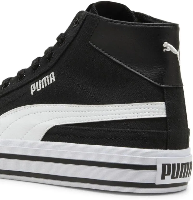 PUMA Men's Court Classic Vulc Mid Shoes, Black-White, 13