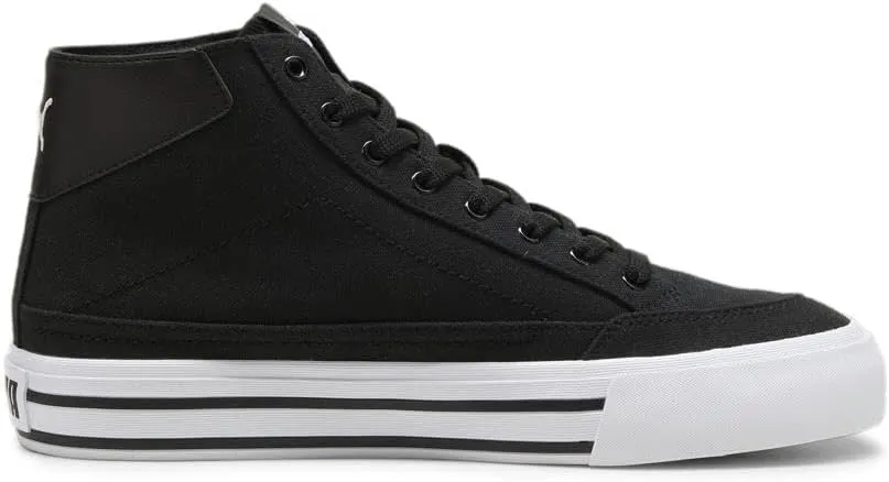 PUMA Men's Court Classic Vulc Mid Shoes, Black-White, 13