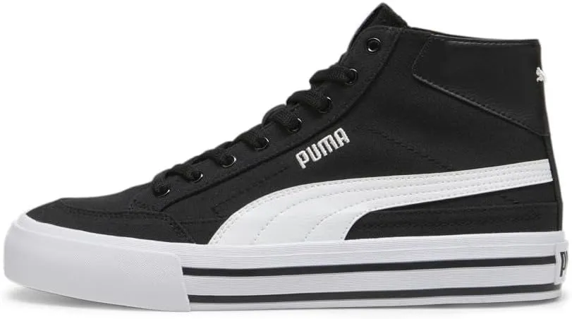 PUMA Men's Court Classic Vulc Mid Shoes, Black-White, 13