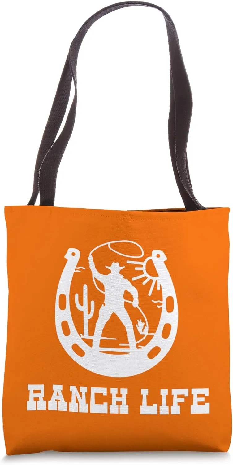 Ranch Life Rancher Cowboy Horse Shoe Rider Cattle Farm Tote Bag