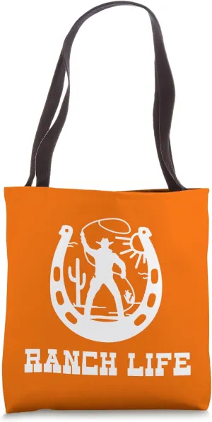 Ranch Life Rancher Cowboy Horse Shoe Rider Cattle Farm Tote Bag
