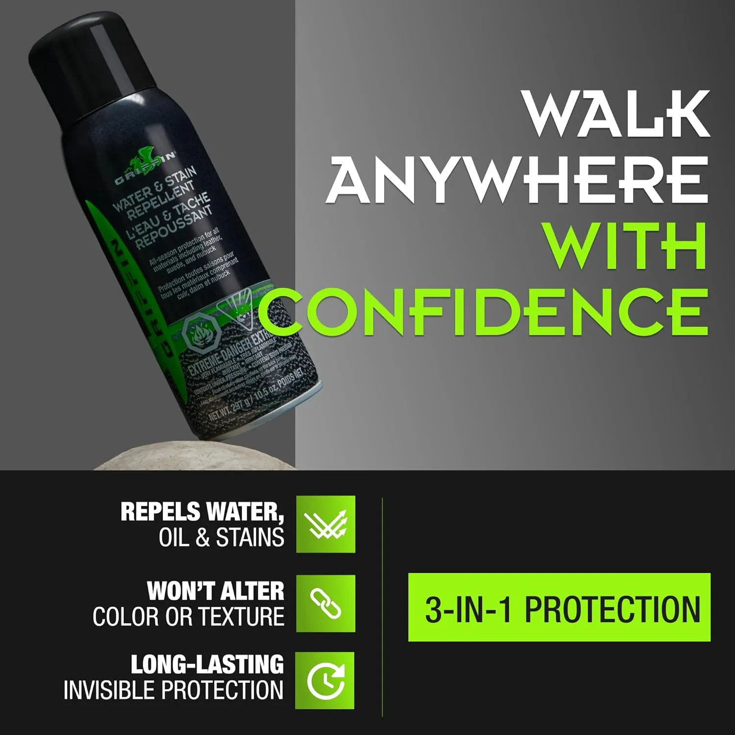 Shoe Protector Spray – Long-Lasting Water & Stain Repellent – Water Repellent Spray for Boots, Coats & More