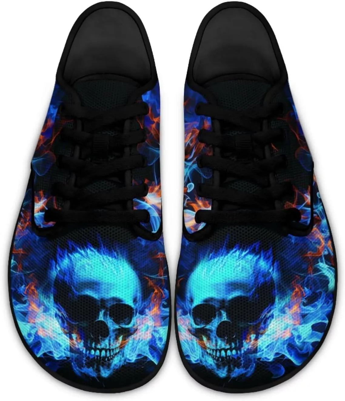 Skull Print Walking Shoes Running Sneakers Fashion Work Flats Lace-Up Driving Loafers for Women