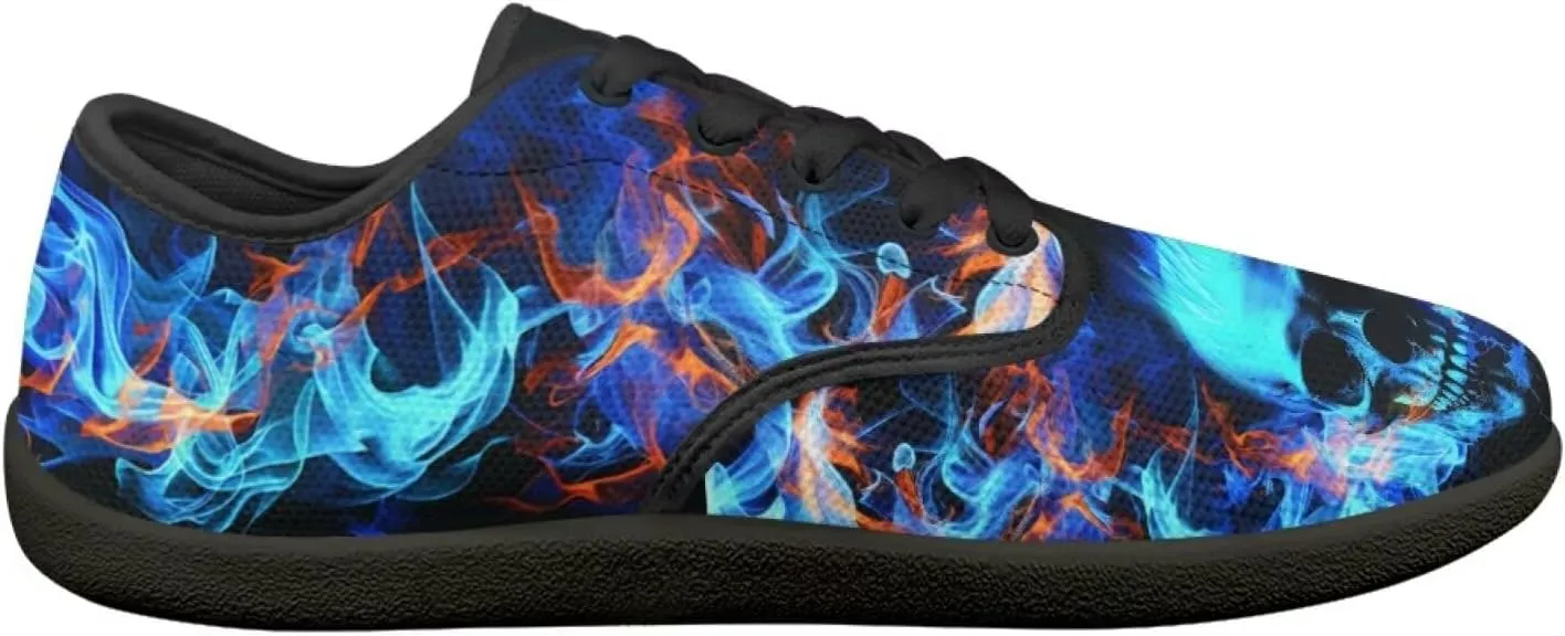 Skull Print Walking Shoes Running Sneakers Fashion Work Flats Lace-Up Driving Loafers for Women