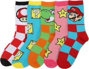 Super Mario Bros. Adult Crew Socks 5-Pack