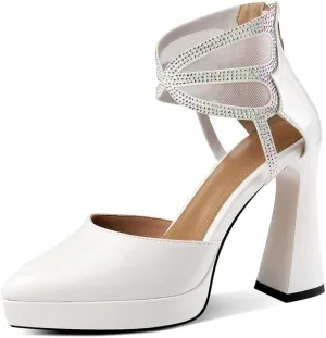 TinaCus Women's Platform Pointed Toe Patent Leather Handmade High Heels Zip Up Chic Sandal Boots