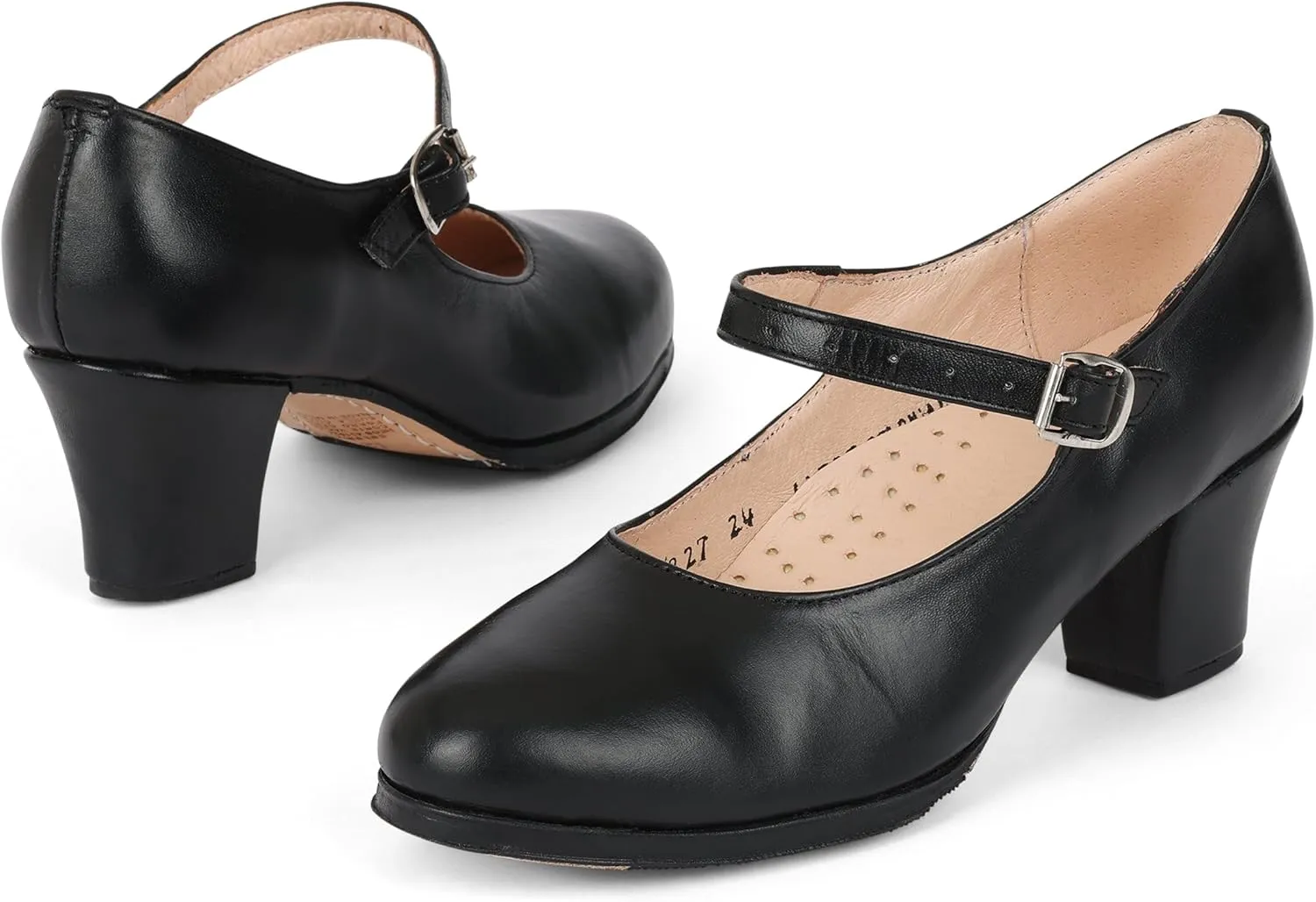 Tonantzin 227 Women's Folklorico Flamenco Dance Shoes with Nails, Leather, 6cm Heel