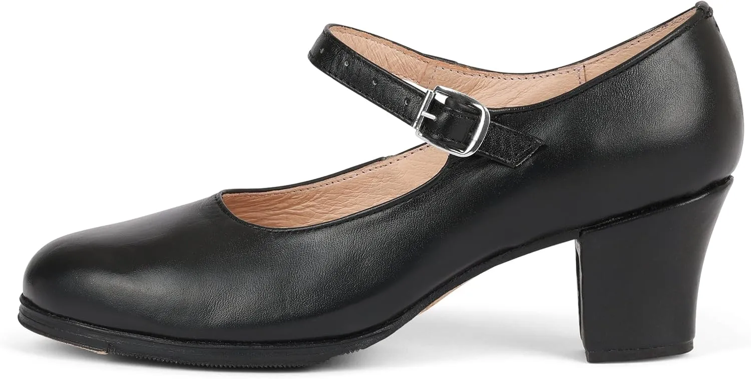 Tonantzin 227 Women's Folklorico Flamenco Dance Shoes with Nails, Leather, 6cm Heel
