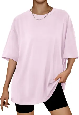 Trendy Queen Womens Oversized Summer T Shirts Fashion Workout Plus Size Tops Short Sleeve Beach Vacation Gym Clothes 2025