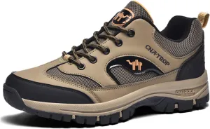 UGOSELEC Men's Low Top Outdoor Walking Hiking Shoes Trekking Sneakers,Comfort Breathable Non-Slip Arch Support Leather Trails Shoes