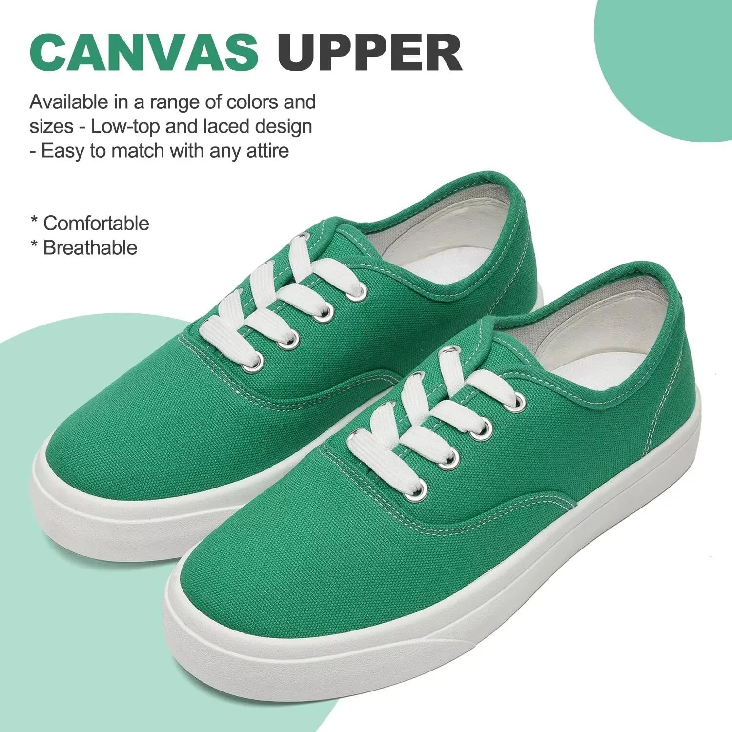 Unisex Low Top Canvas Shoes, Lace-up Canvas Sneakers, Womens Canvas Slip On Shoes, Casual Tennis Shoes for Men - Multiple Colors - Full Size