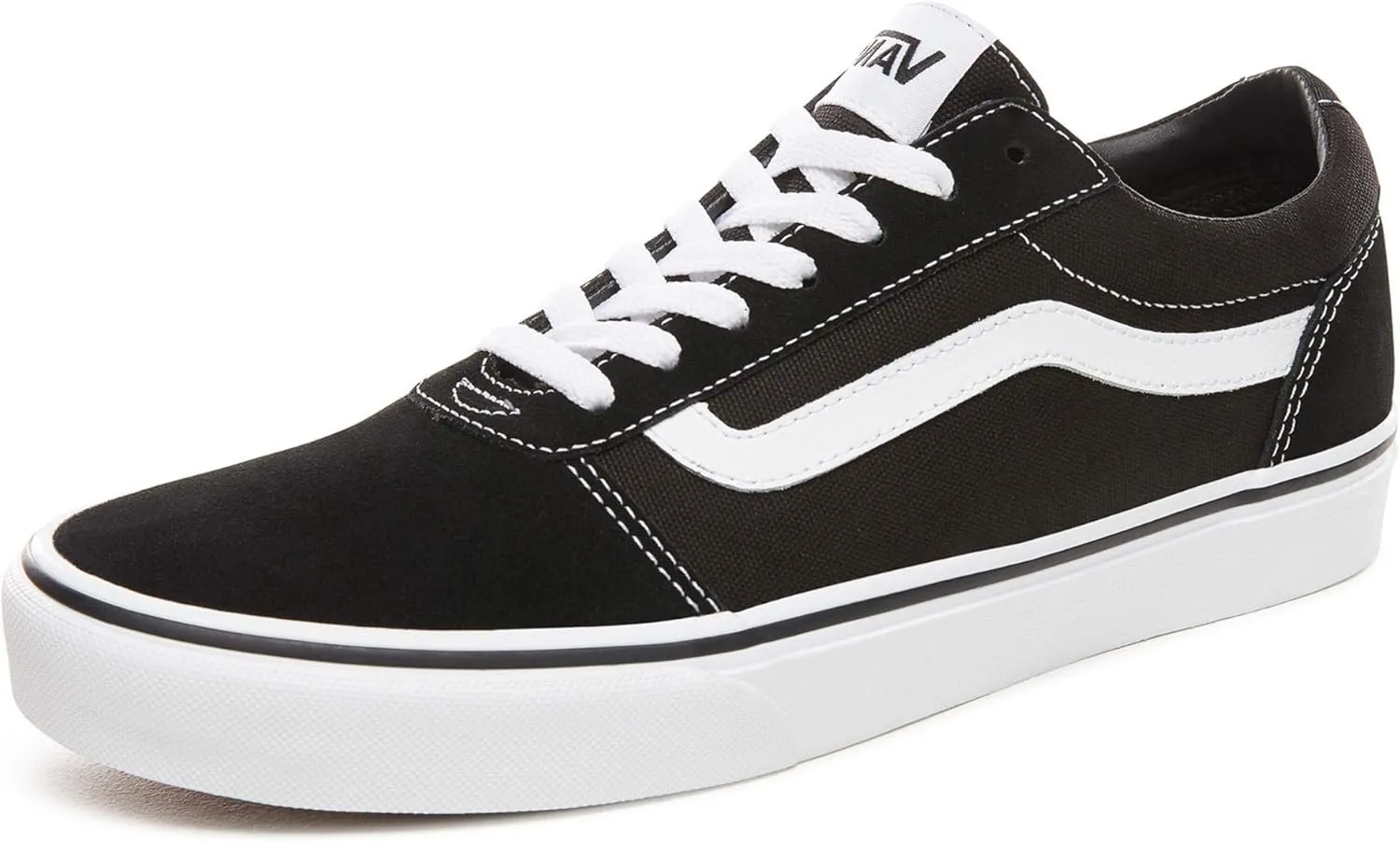 Vans Men's Ward Sneaker, Suede Canvas Black White, 9.5 M US