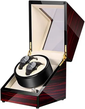 Watch Winders Sandal Wood Double Epitope Watch Shaker Box, Automatic Winding Mechanical Watch Rocker Storage Display Cabinet Watch Winder Display Watch Box Case Watch Storage