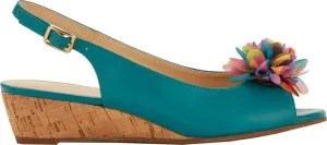 Women's Anya Flatform Sandal,Teal Leather,US 6.5
