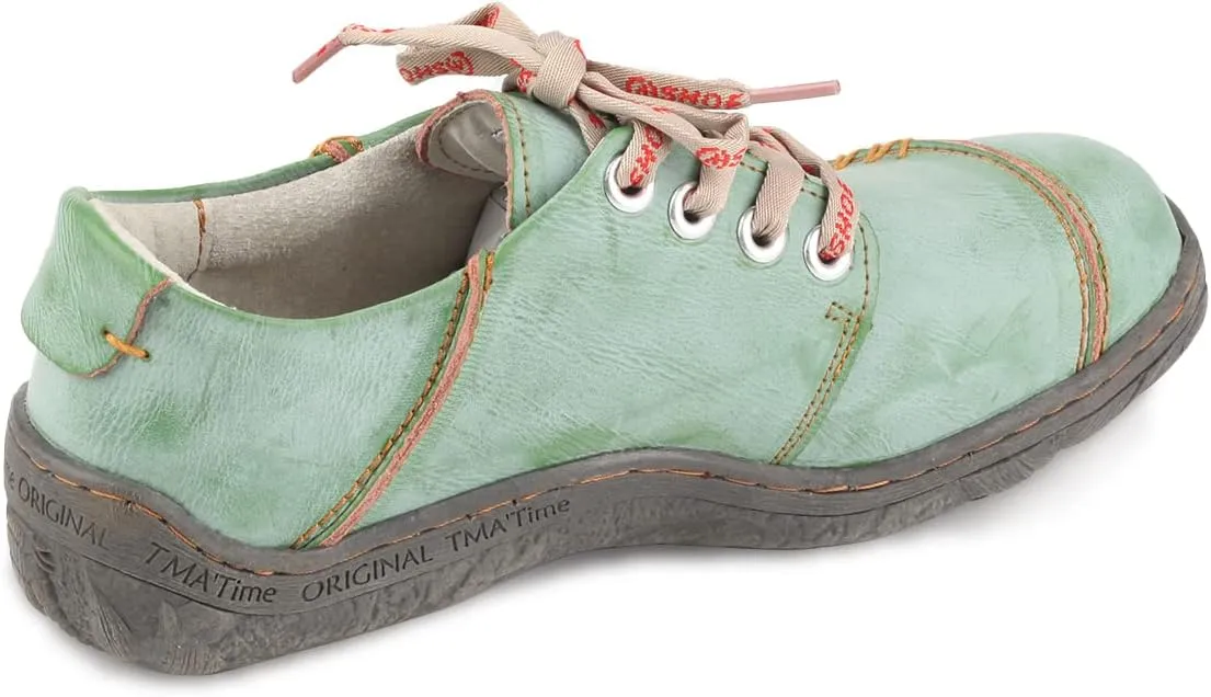 Women's Leather Hand Stitching Patchwork Shoes Lace-Up Casual Shoes