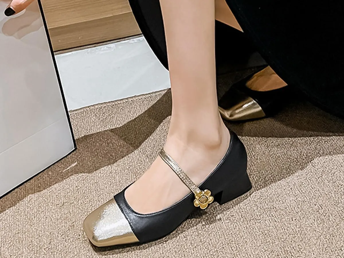 Women's Pumps Shoes Platform Low Heels Square Toe Chunky Heels Leather Solid Granny Walk Shoes Mid Heel Closed Toe Block Heels Soft-Soled Slip Ons Loafer Anti-slip Dress Shoes Casual Office Party