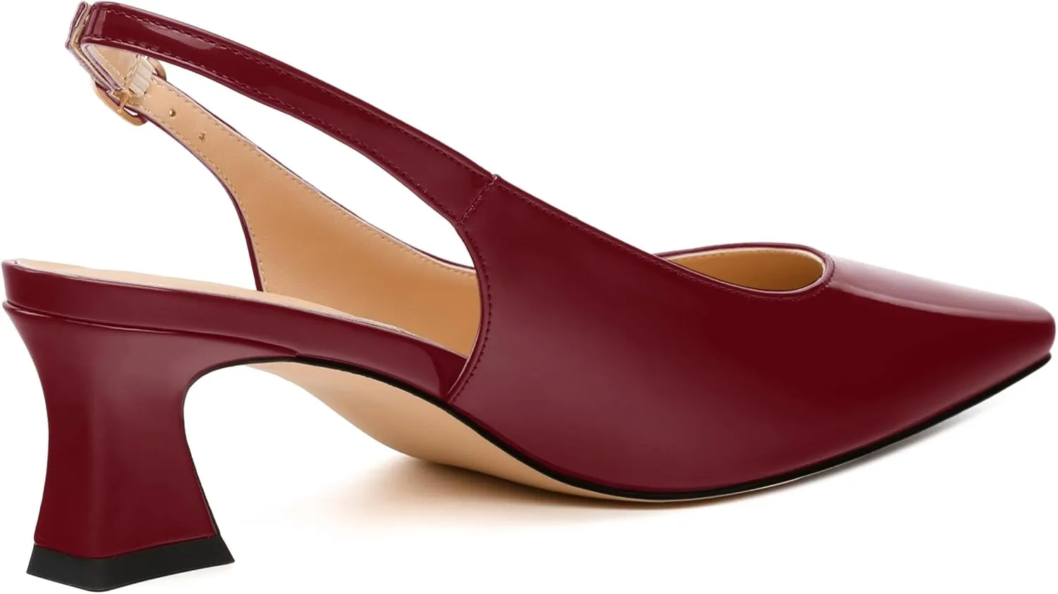 Womens Slingbacks, Small Square Toe Mid Block Heel Slingback Pumps for Women, Leather Insole Pumps Shoes Buckle Closure 2"