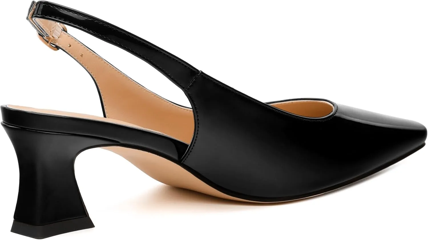 Womens Slingbacks, Small Square Toe Mid Block Heel Slingback Pumps for Women, Leather Insole Pumps Shoes Buckle Closure 2"