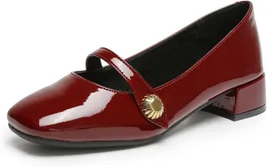 YDN Women Square Toe Mary Janes Block Low Heel Pumps Daisy Buckle Formal Wear Dress Outdoor Shoes Size 4-15 US