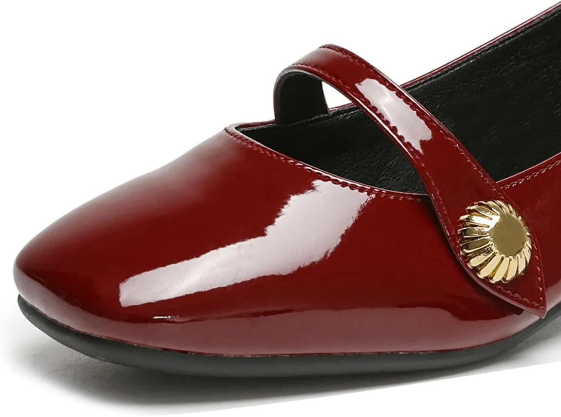 YDN Women Square Toe Mary Janes Block Low Heel Pumps Daisy Buckle Formal Wear Dress Outdoor Shoes Size 4-15 US