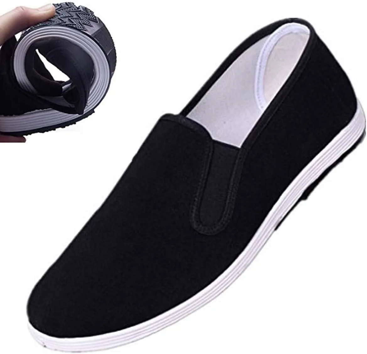 YunPeng Chinese Traditional Old Beijing Shoes Unisex Martial Art Kung Fu Tai Chi Rubber Sole Shoes Black