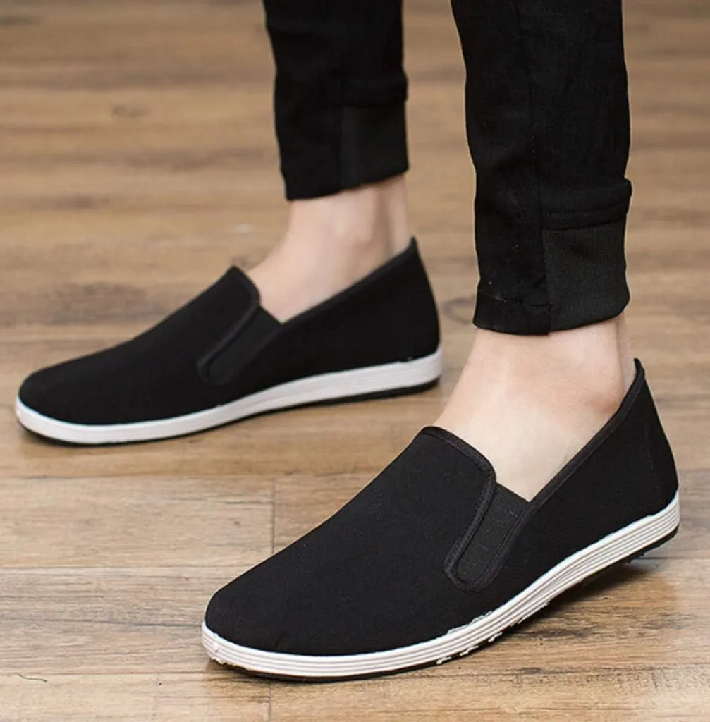 YunPeng Chinese Traditional Old Beijing Shoes Unisex Martial Art Kung Fu Tai Chi Rubber Sole Shoes Black