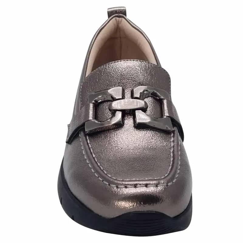 Zanni & Co Womens Patent Silver Slip-On Loafer - Chilan-One