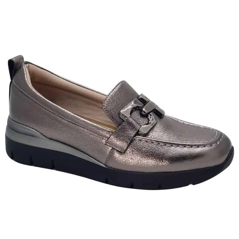 Zanni & Co Womens Patent Silver Slip-On Loafer - Chilan-One
