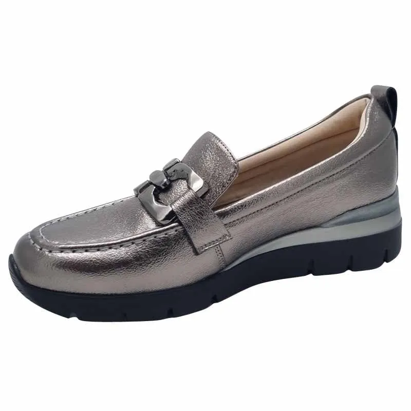 Zanni & Co Womens Patent Silver Slip-On Loafer - Chilan-One